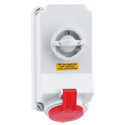 Wall mounting socket outlet switched and interlocked